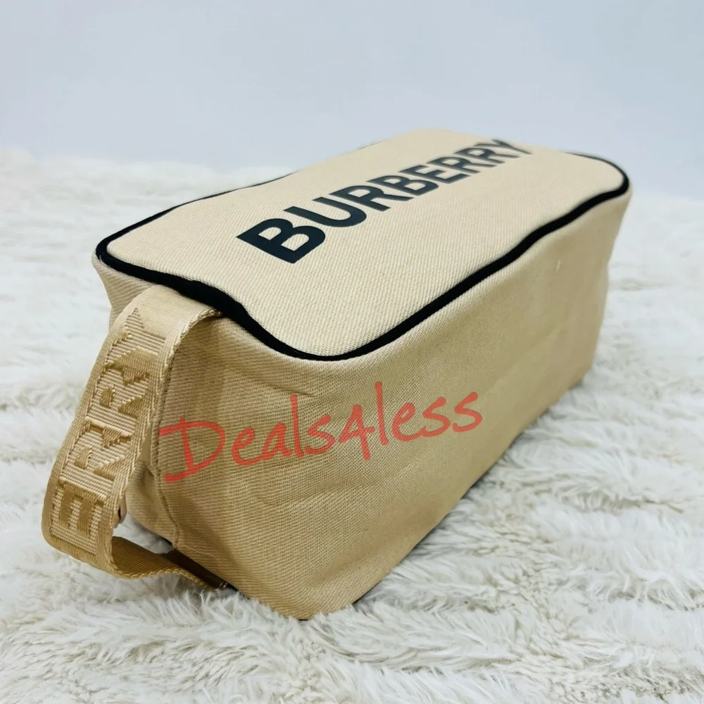 Burberry Bag Pouch Case Cosmetics Toiletry Travel Logo Handle Zippered New